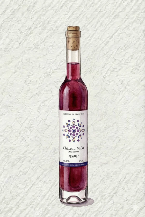 샤토미소 아이스와인 - 과실주, 충북, 12% ABV, 375ml. 과일향, 달콤한