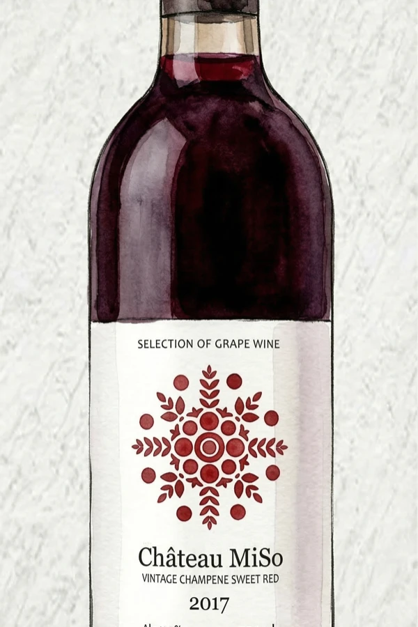 샤토미소 레드 스위트 - 과실주, 충북, 12% ABV, 750ml. 과일향, 달콤한