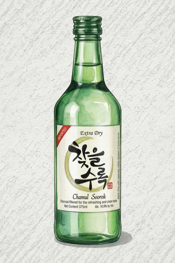 Theチャジュルスロク - 伝統焼酎（ソジュ）, 慶尚北道（キョンブク）, 14% ABV, 360ml. クリーン, 香り豊か