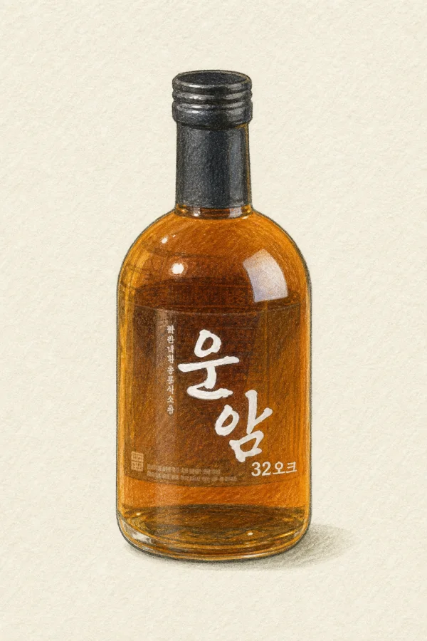 Unam 32 Oak - Korean Soju, Gyeongsangnam, 32% ABV, 375ml. Clean, Smooth