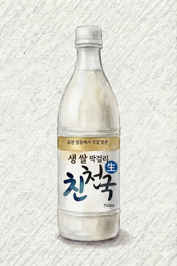ヨンイルマン チング マッコリ - マッコリ, 慶尚北道（キョンブク）, 6% ABV, 750ml. シルキー, 乳酸の風味